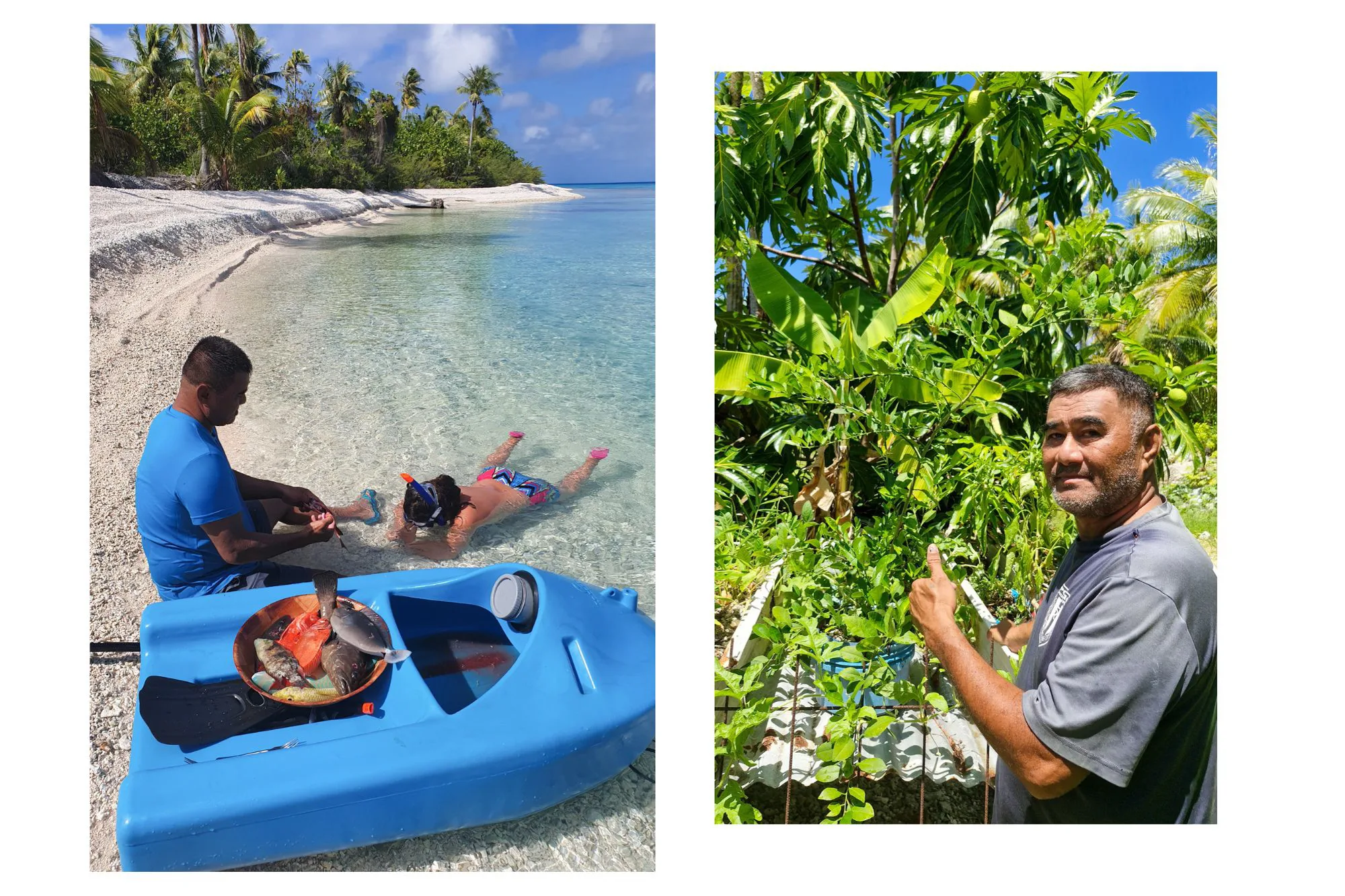 Le brigadier chef Aloung Tchanc de l'île de Rangiroa en Polynésie française avec sa famille